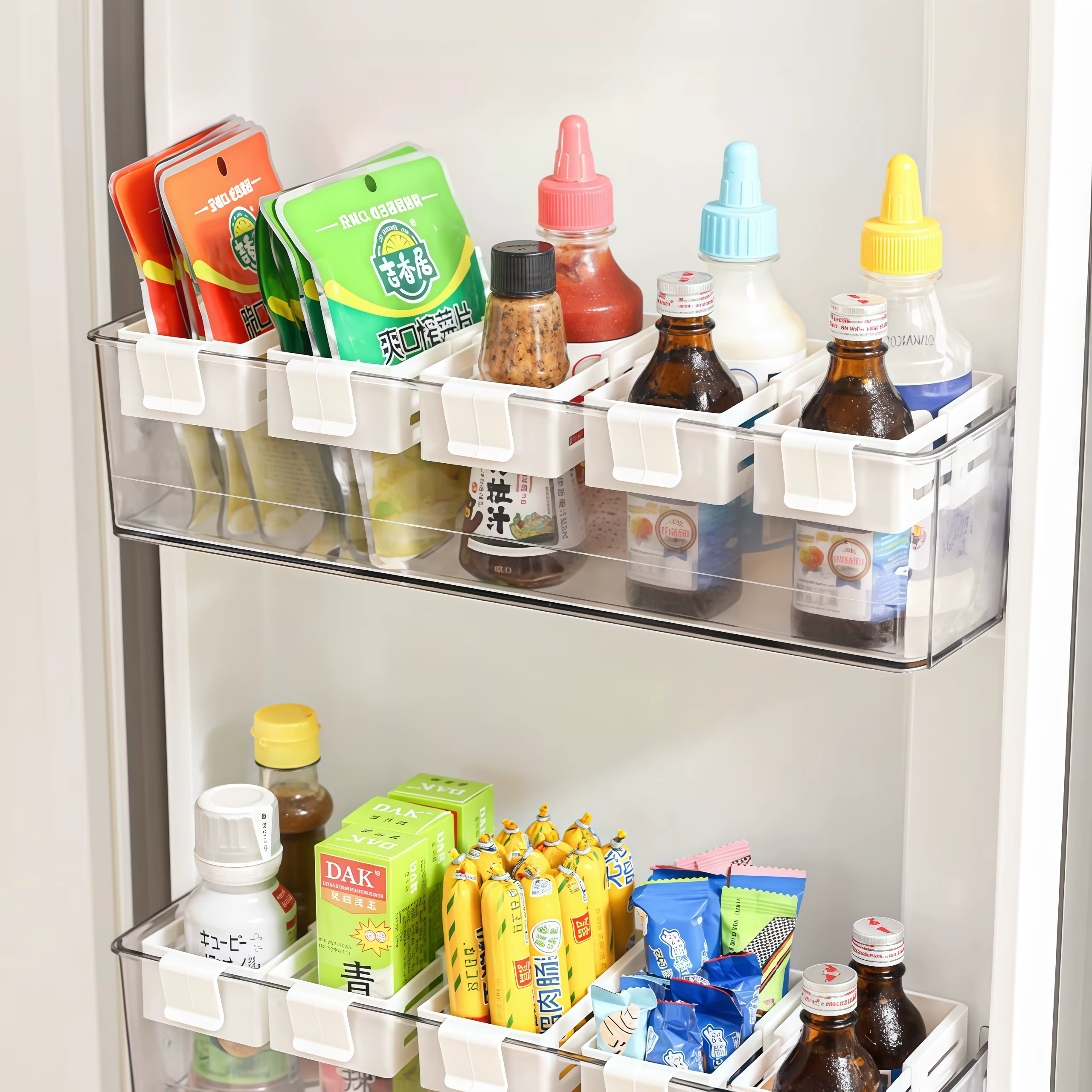 Compartiment de rangement extensible pour porte latérale de réfrigérateur, organisateur de boissons/sauces/en-cas