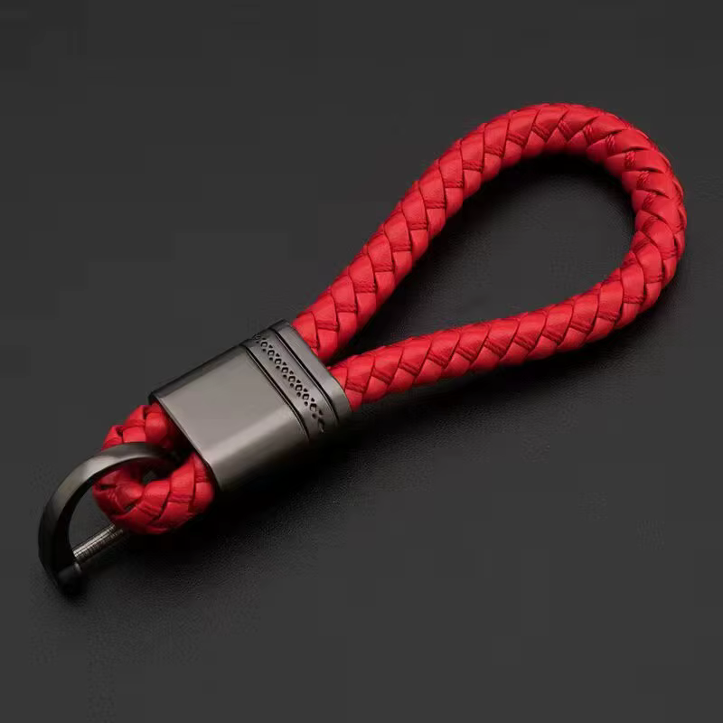 Porte-clés de voiture en cuir tissé à la main