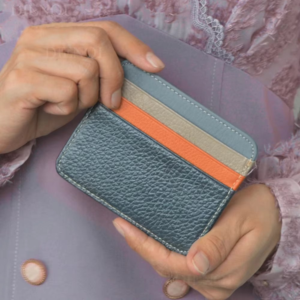 Portefeuille Ultra fin en cuir motif Lichi