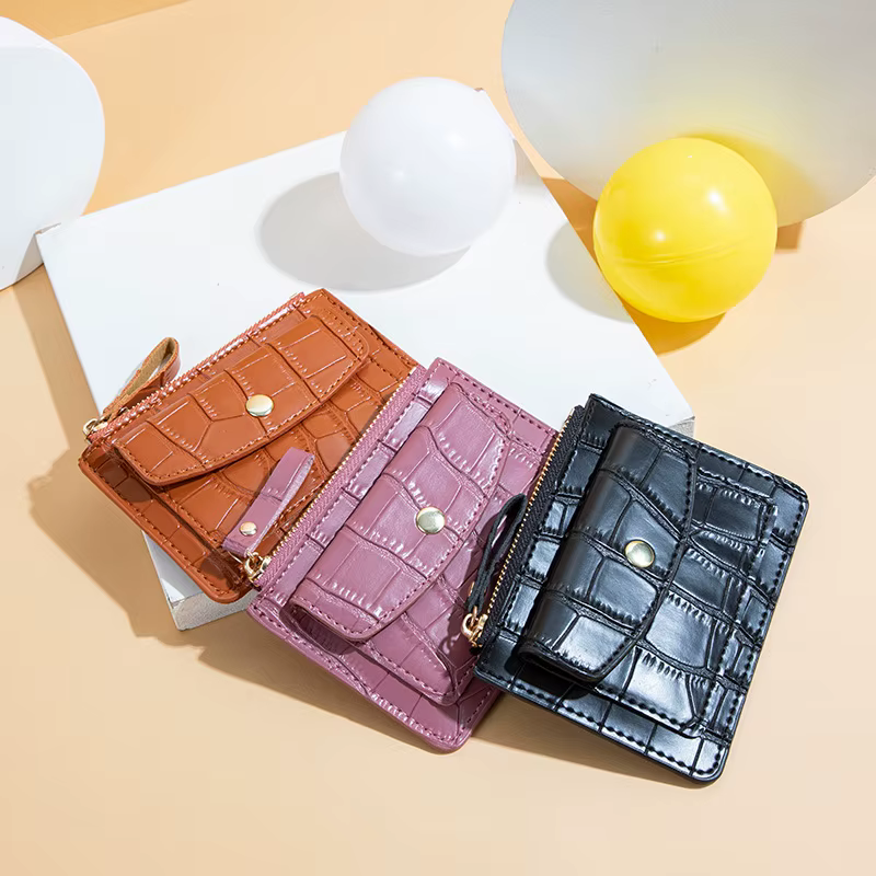 Portefeuilles en cuir PU à fermeture éclair pour femmes