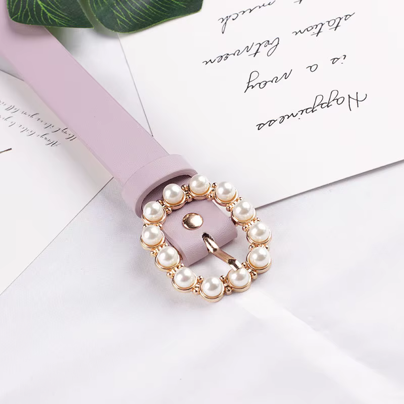 Nouvelle ceinture en cuir élégante et minimaliste avec perles – Ceinture polyvalente – Ceintures à boucle décontractées haut de gamme et tendance pour femmes