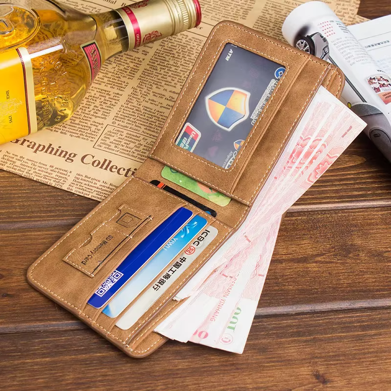 Nouveau portefeuille court en cuir givré pour hommes