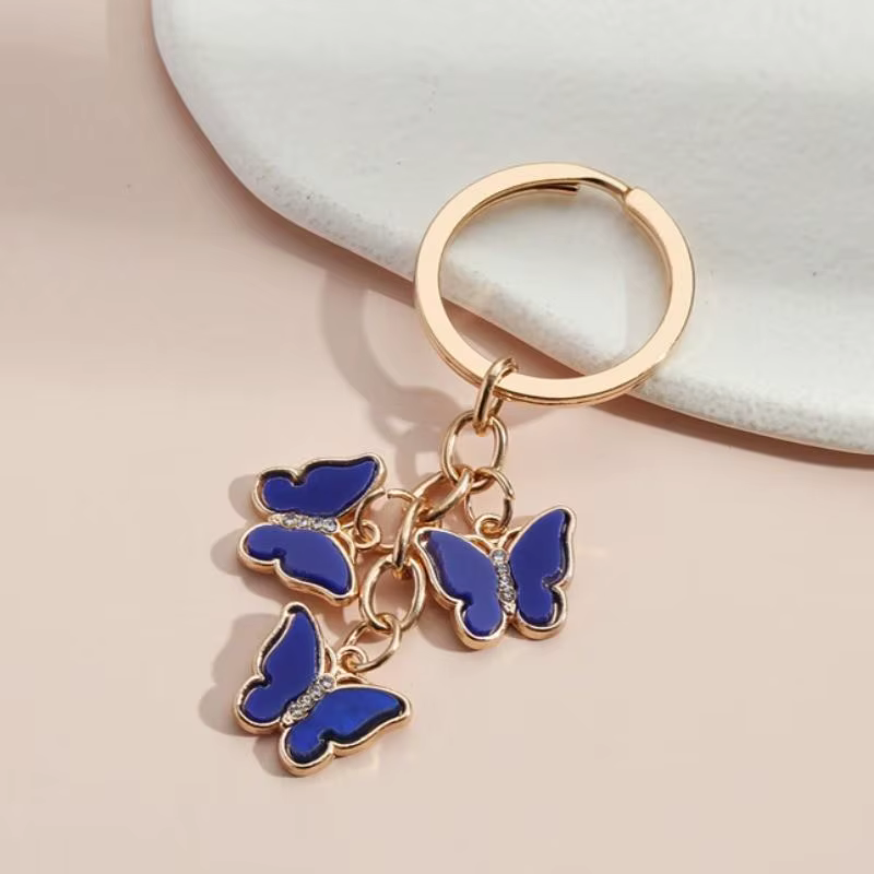 Porte-clés papillon en biscuits exquis pour femme, porte-clés insectes en émail mignon, pendentif pour sac à main, ornements, cadeaux pour amis