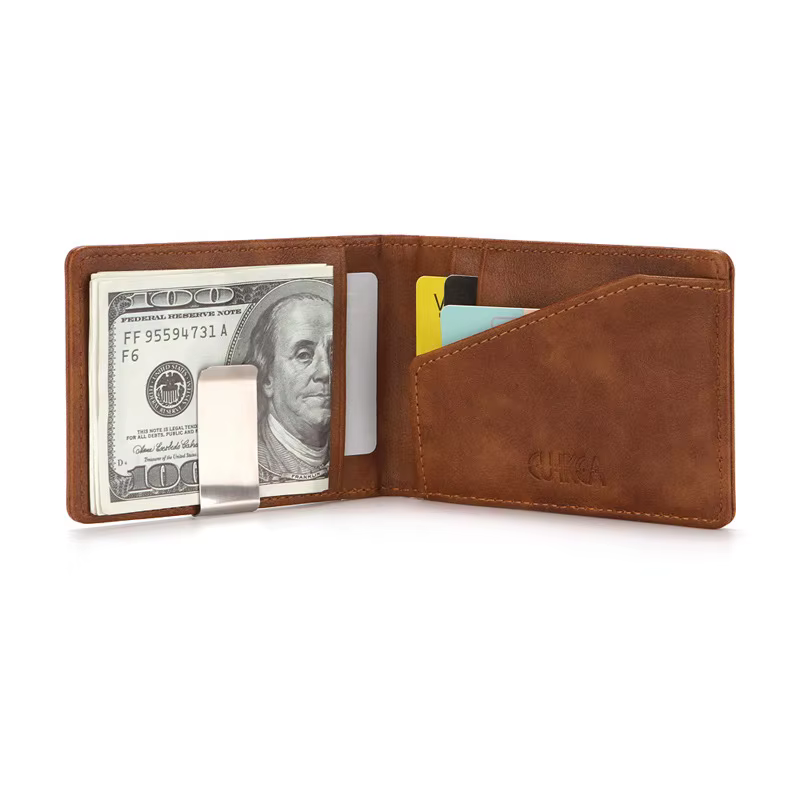 Nouvelle mode hommes en cuir pinces à billets portefeuille multifonctionnel mince homme porte-cartes femmes pince en métal pour argent porte-monnaie