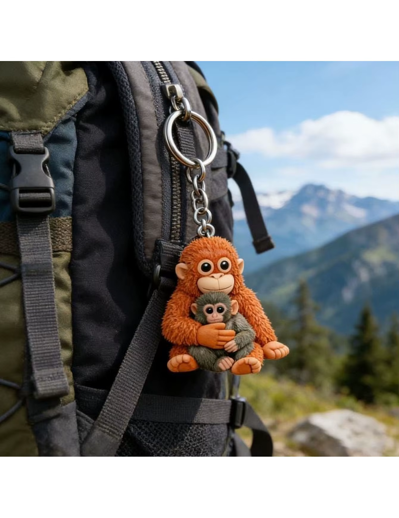 Porte-clés singe 2D amusant