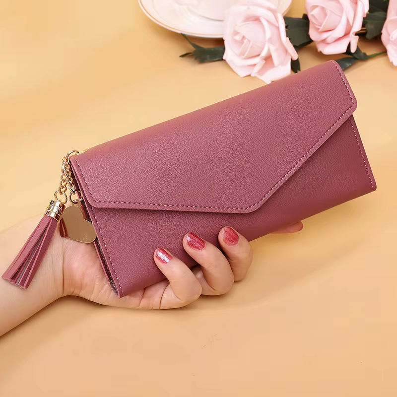 2024 mode femmes portefeuilles Simple fermeture éclair sacs à main noir blanc gris rouge longue Section pochette portefeuille souple en cuir PU sac d'argent