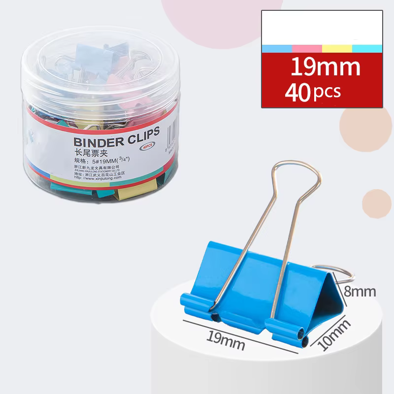 40 pinces à queue longue multifonctionnelles en acier inoxydable de 19 mm pour documents et tickets, idéales pour le bureau