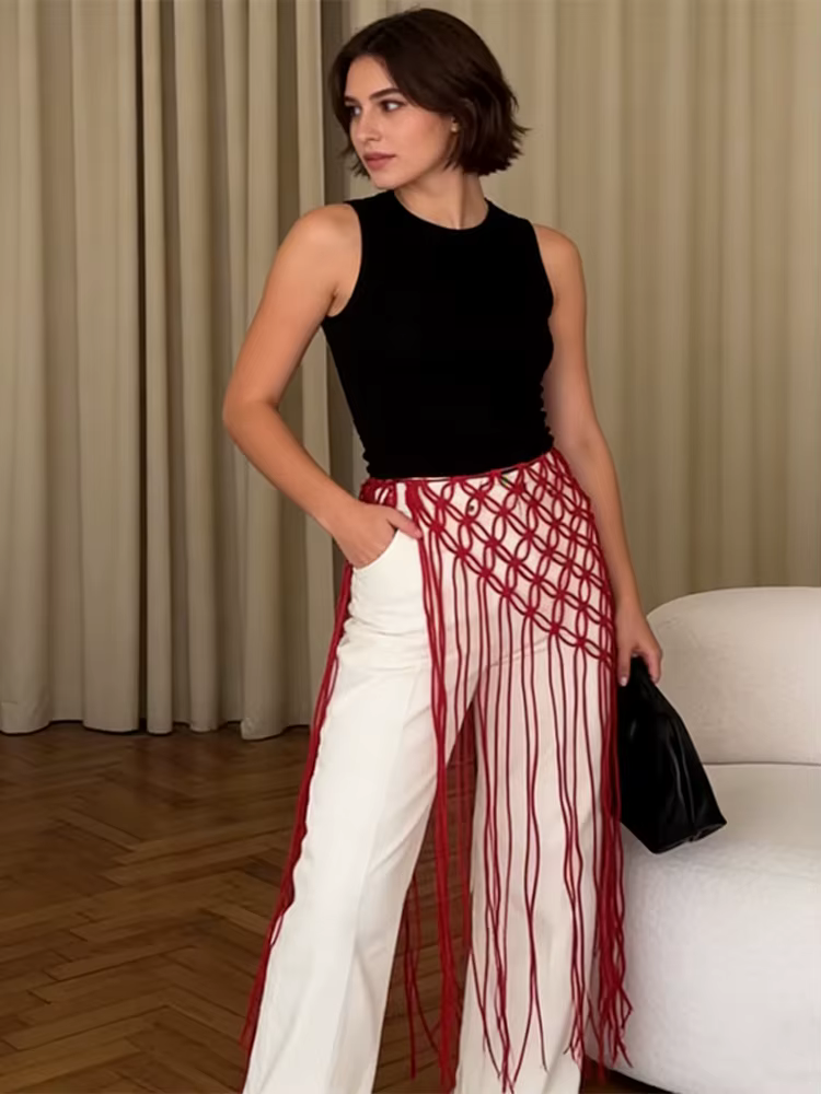 Ceintures Macramé à Franges – Ceinture Bohème à Nœuds Faits Main avec Pompons – Accessoire Chic pour Femme Été 2026