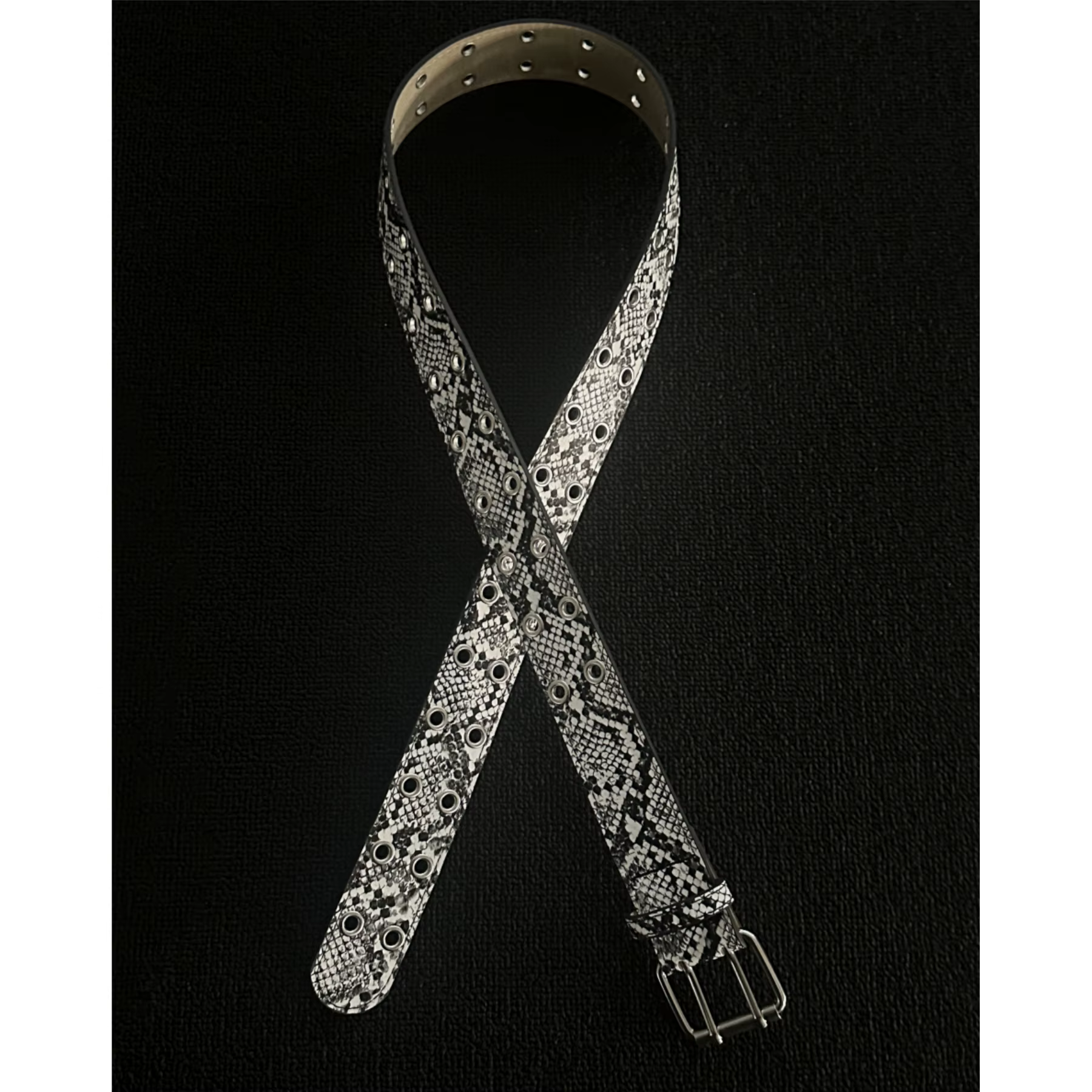 Ceinture vintage punk à imprimé serpent