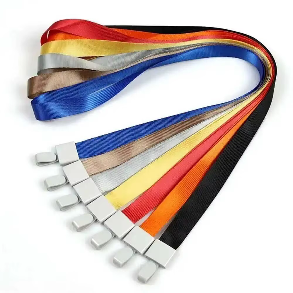 Lot de 10 porte-badges pour carte d'identité, en alliage de magnésium et d'aluminium, avec boucle métallique + cordon en polyester, personnalisable