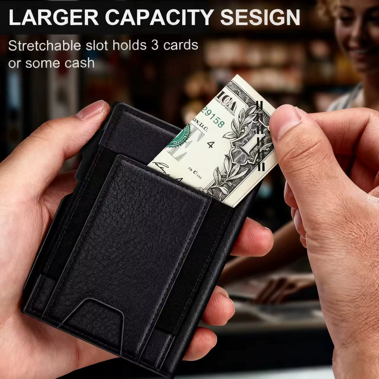 Nouveau portefeuille en cuir noir pour hommes