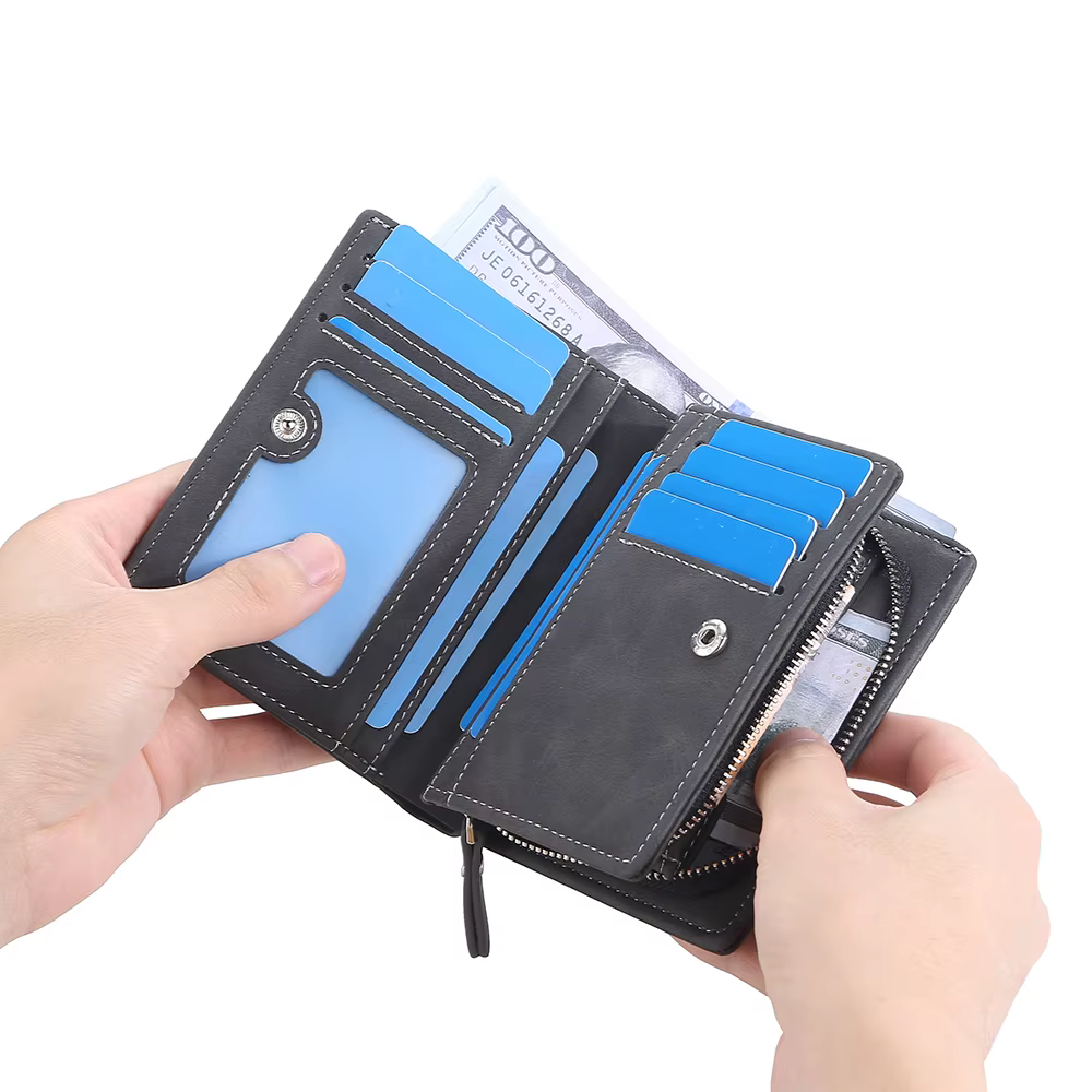 Nouveaux portefeuilles en cuir pour hommes de haute qualité fermeture éclair court design portefeuille Hipster porte-cartes de crédit Inserts porte-monnaie Vintage Walltes