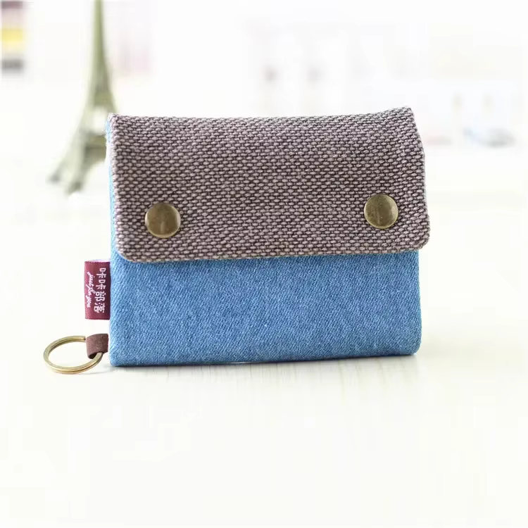 Portefeuille court en tissu de coton pour femme