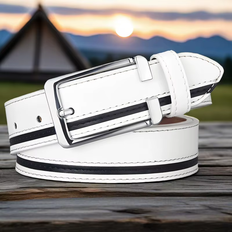 Ceinture élégante et polyvalente, disponible en blanc/bleu/noir. Cadeau idéal pour la famille et les amis, parfait pour Noël et Thanksgiving.
