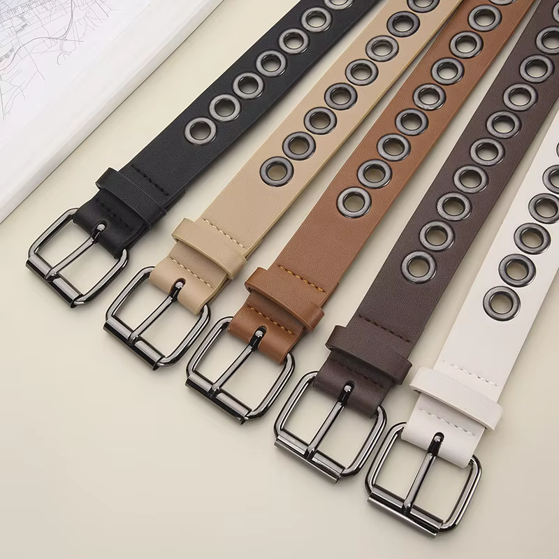 Ceinture en cuir fine et décorative sans trous