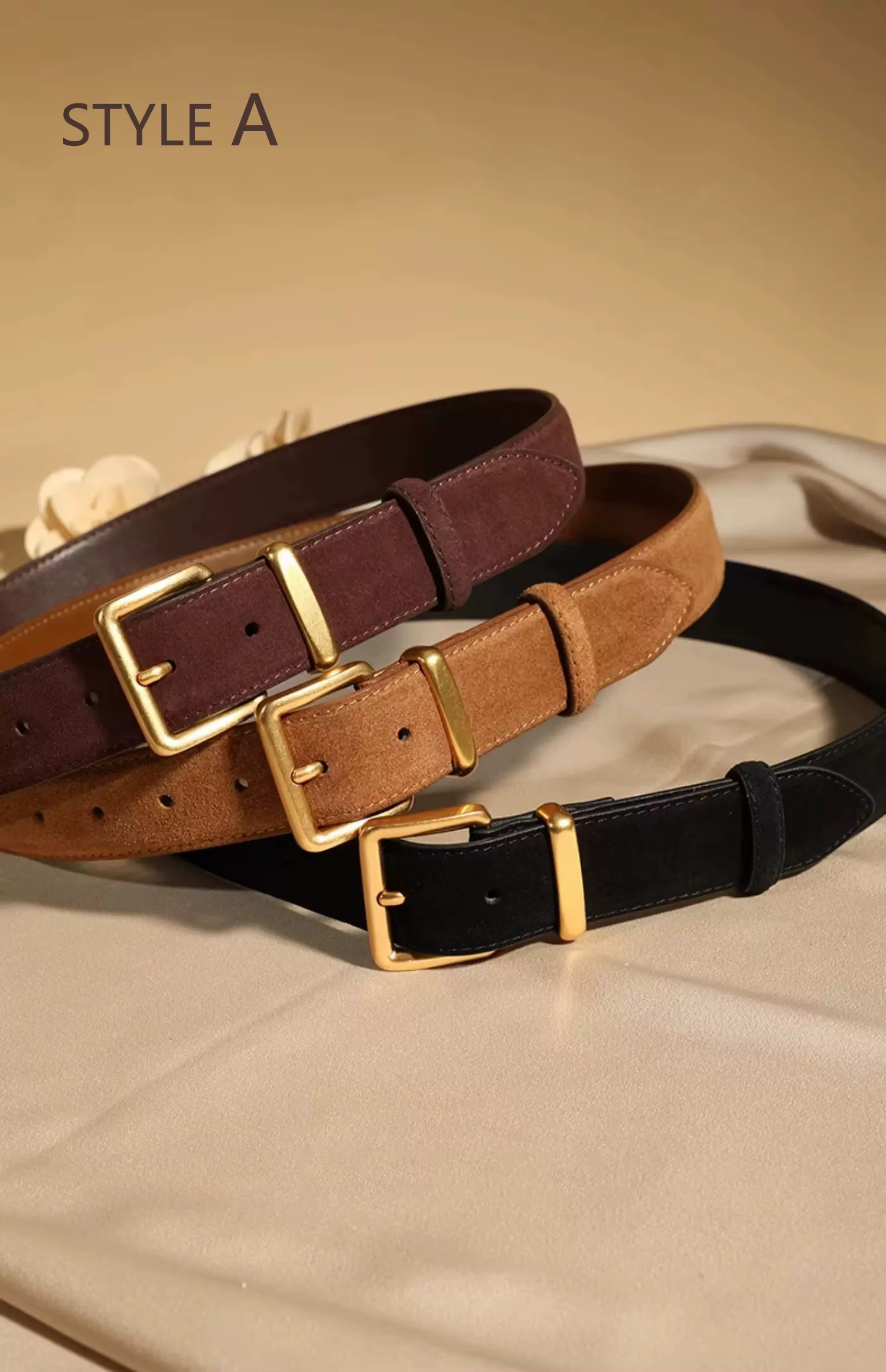 Ceinture de luxe en cuir suédé pour femme