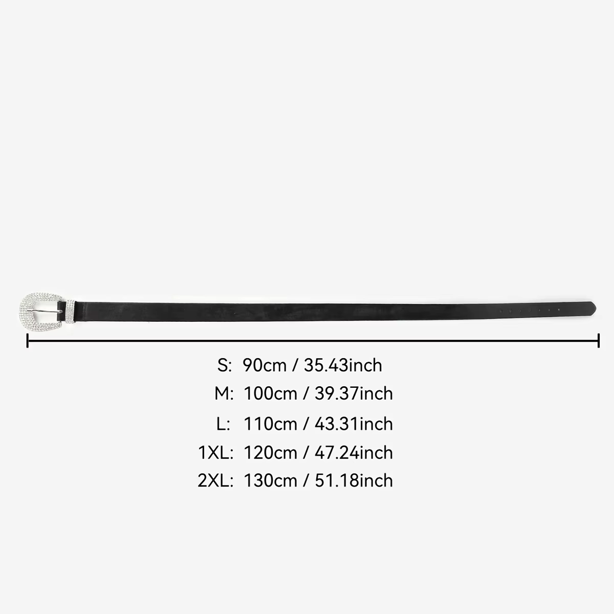 1 ceinture noire en PU pour femme avec boucle ornée de diamants