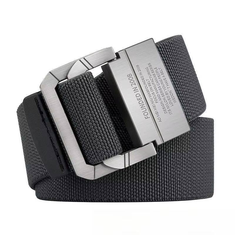 Ceinture de sport décontractée pour hommes et femmes – Boucle métallique automatique, sangle en toile et nylon, idéale pour les étudiants et l'extérieur