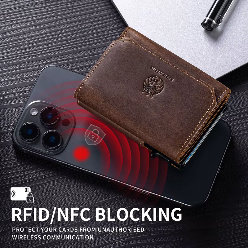 Porte-cartes en métal, portefeuille pop-up pour homme