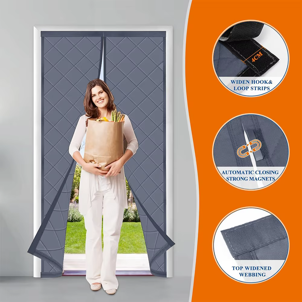 Rideau de porte isolé thermique magnétique, économie d'énergie, protection de la vie privée, coupe-vent, imperméable, en coton, pour salle chauffante