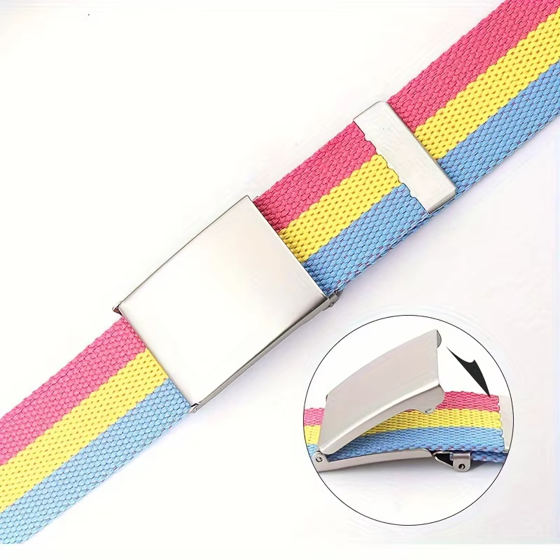 Ceinture en toile Rainbow Pride avec boucle carrée – Polyvalente et élégante pour les jeans