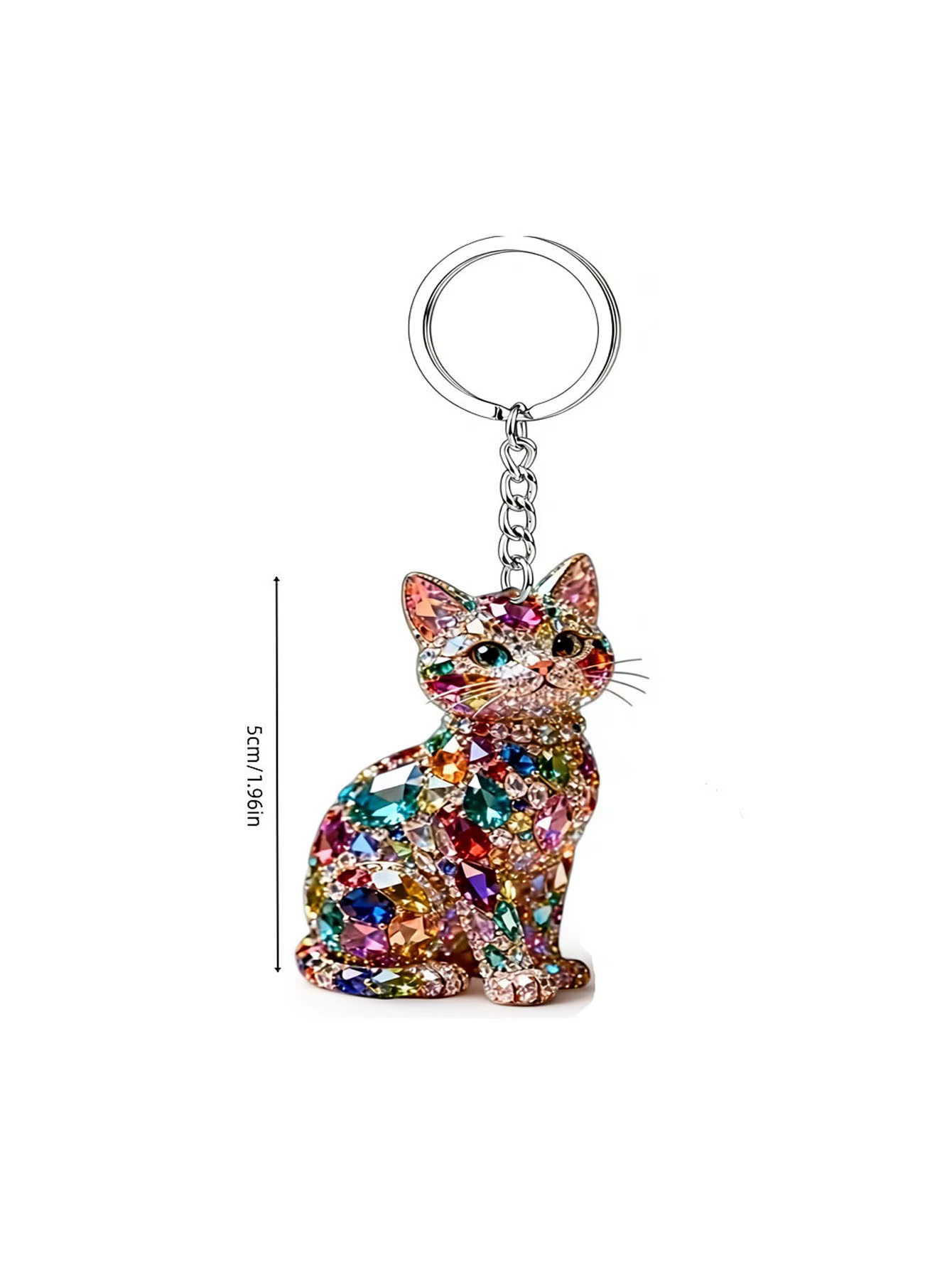 Porte-clés élégant en forme de chat 2D