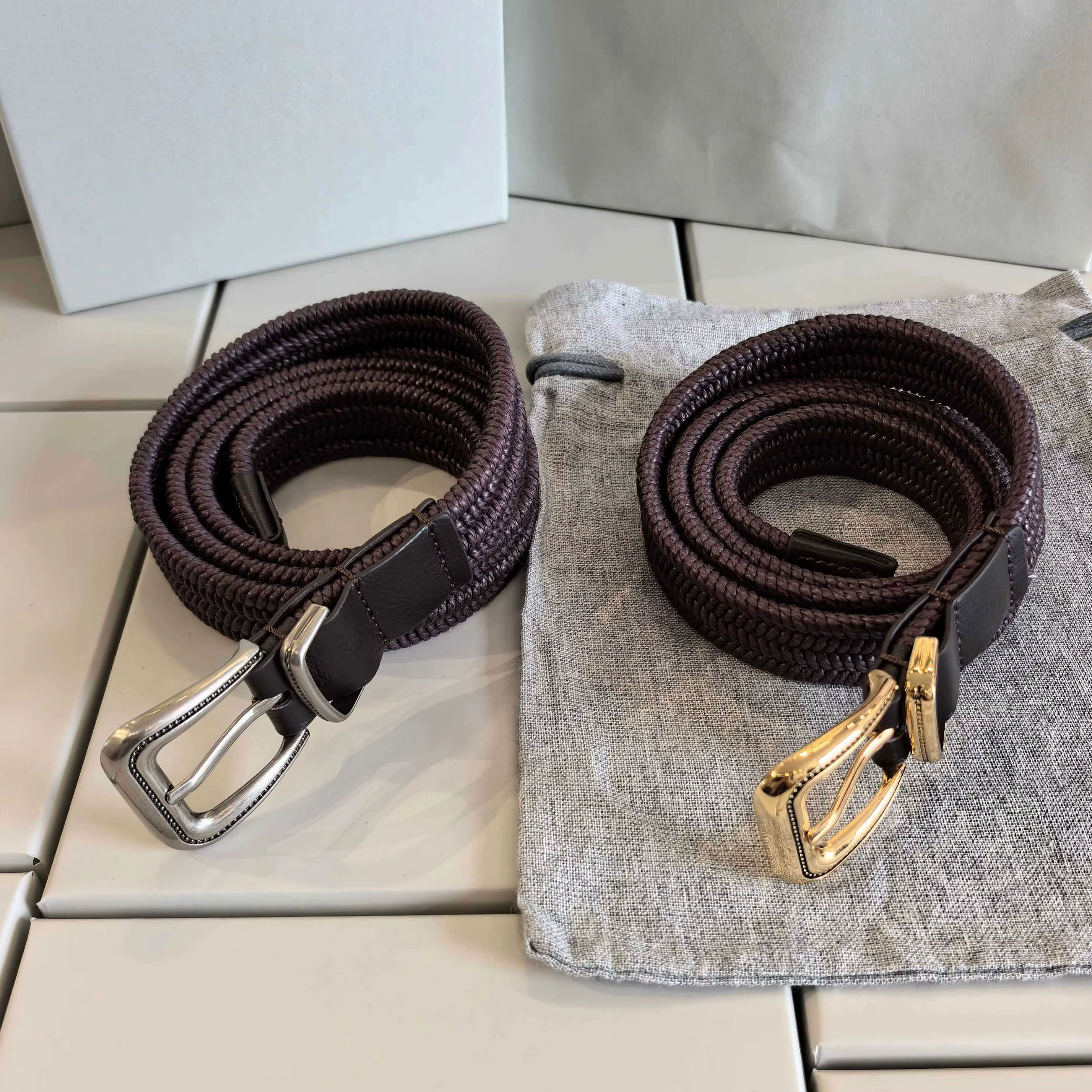 Ceinture tricotée très extensible pour femme, avec boucle ronde et sans trous, 26 Summer