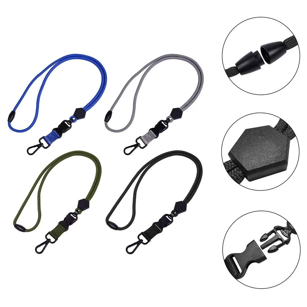 Collier Solide en Métal et Polyester pour Homme et Femme, Corde d'Identification, Danemark ge Réglable, Lanière, Porte-clés