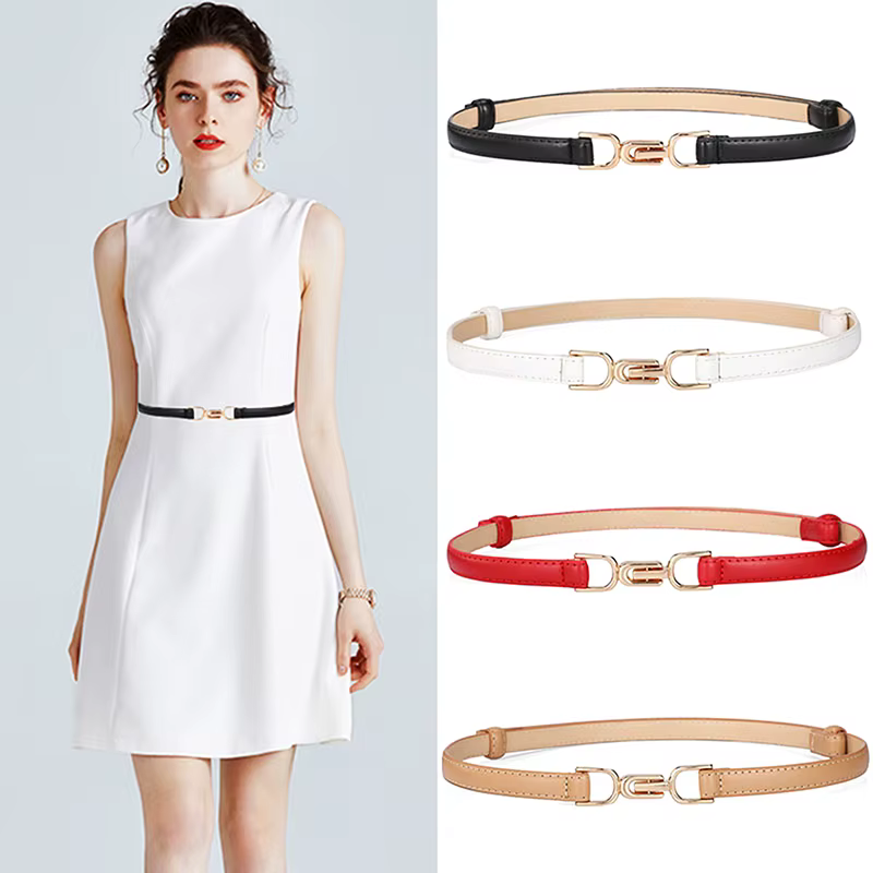 Ceinture fine en cuir pour femmes