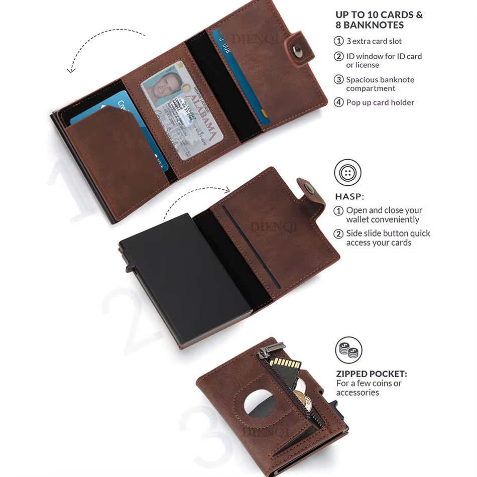 Anti-vol porte-carte de crédit Airatg hommes portefeuille