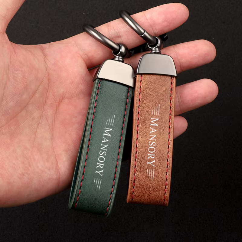 Porte-clés en cuir de luxe avec logo