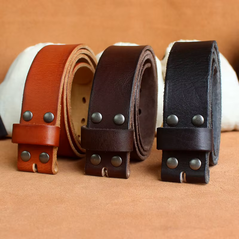 Sogefimen ceinture pour hommes sans boucle une pièce ceintures en cuir pleine fleur