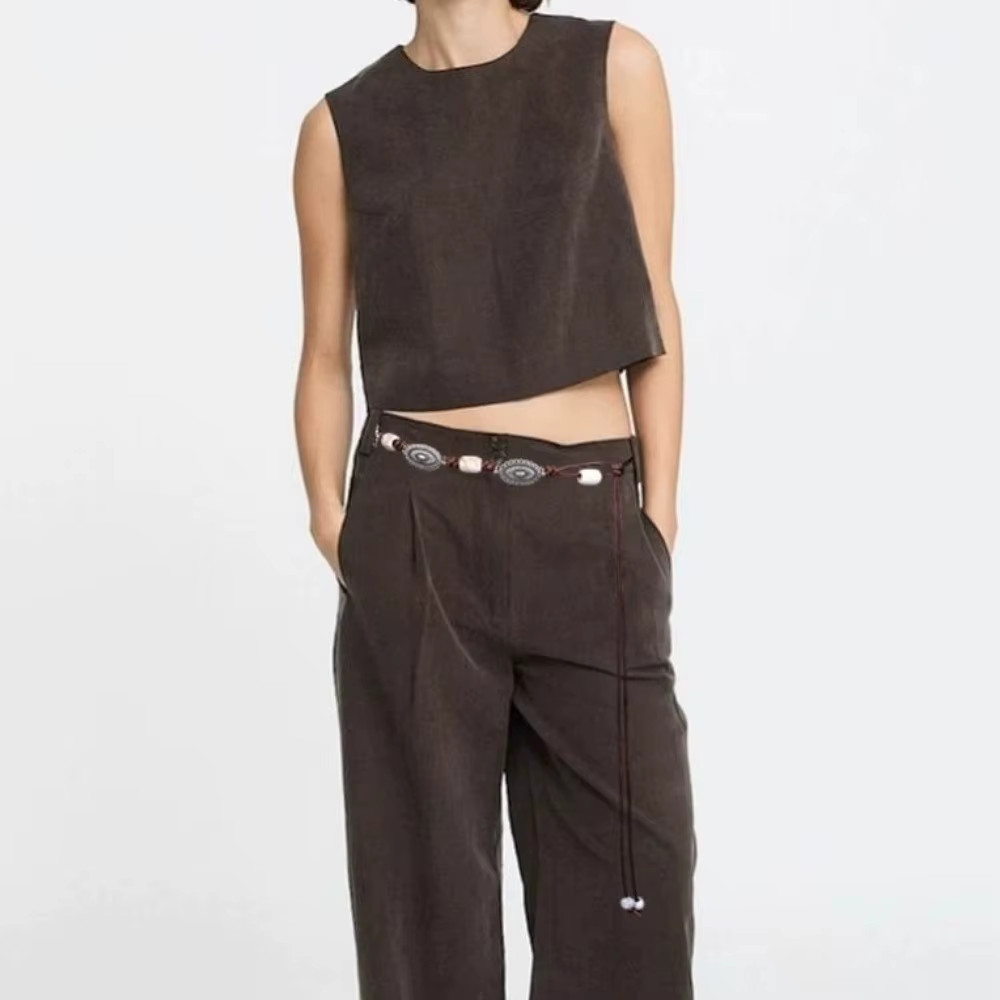 Ceinture rétro bohème en perles de bois