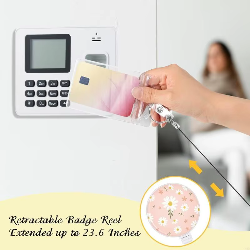 Porte-badge professionnel, porte-badge en métal avec cordon rétractable H8WD