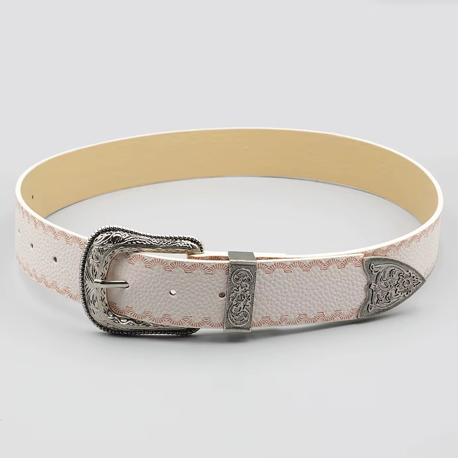 Ceinture pour femme à bordure blanche