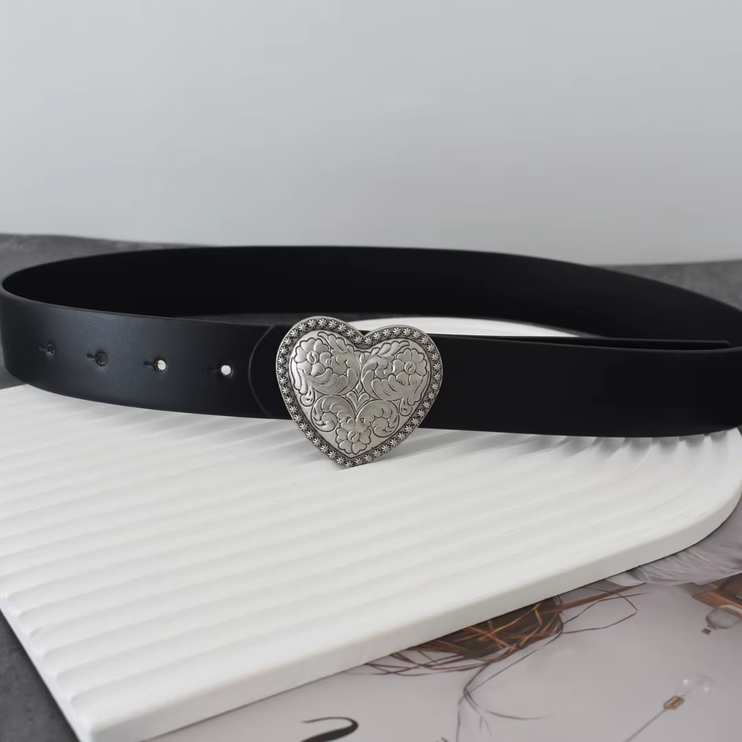 Amour coeur forme boucle femmes ceinture mode tenue décontractée jean accessoires