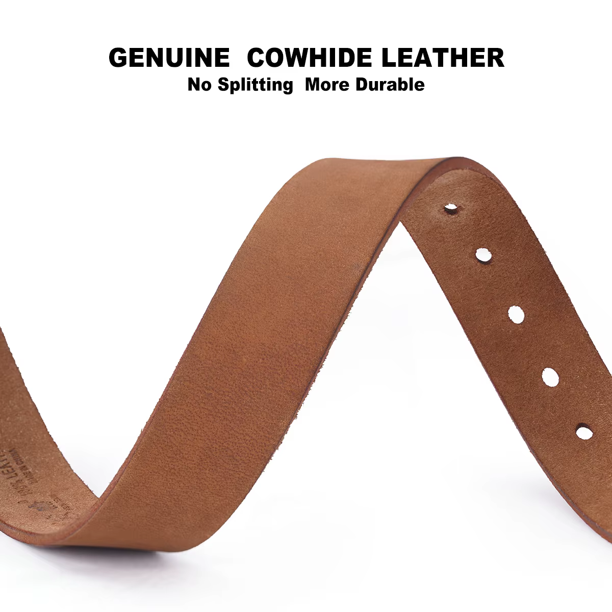 BISON DENIM Ceinture pour hommes en cuir véritable, ceintures vintage en cuir sans boucle, ajustement réglable pour un style décontracté et vintage