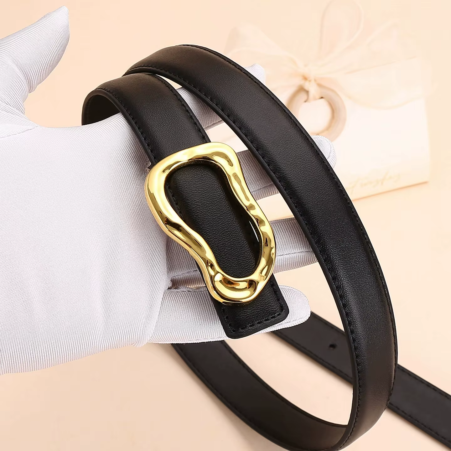 Ceinture en cuir véritable pour femme ; Accessoire de mode polyvalent pour pantalons