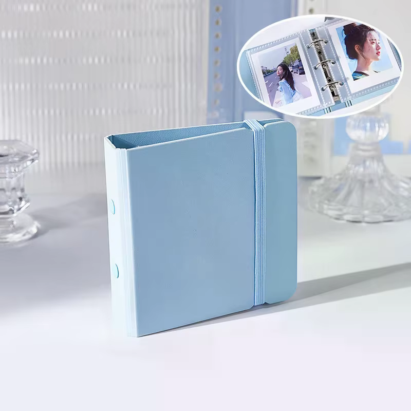 Porte-cartes photo tendance avec élastique, album de collection pour cartes d'idoles, classeur minimaliste pour mini cartes photo