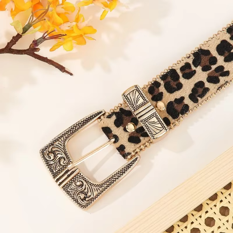 Ceinture pour femme à imprimé léopard rétro américain