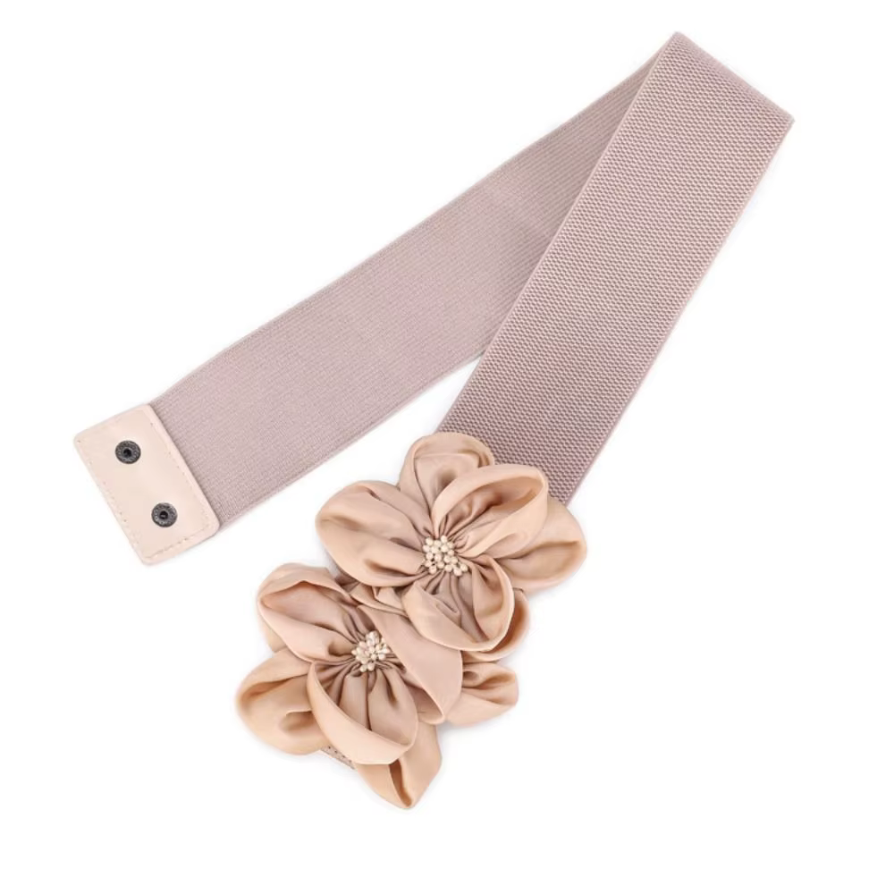 Femmes mode florale large ceinture élastique Chic décontracté grandes fleurs