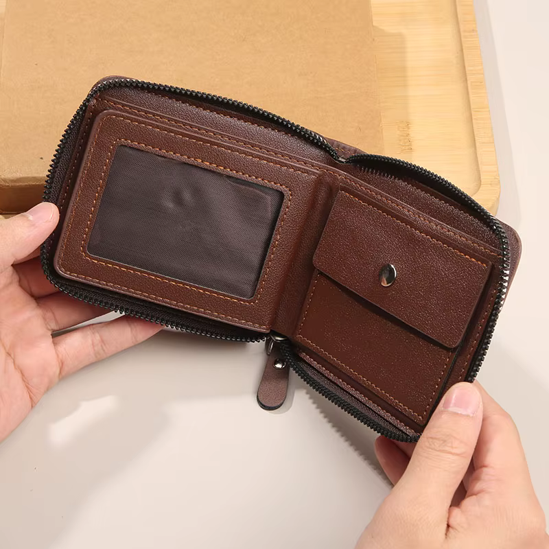2025 nouveau portefeuille pour hommes court fermeture éclair horizontale trois fois zéro