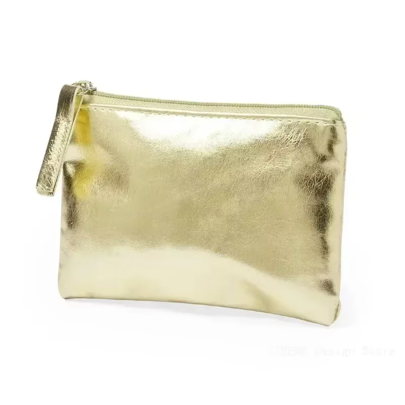 Argent or PU cuir porte-monnaie portefeuille Simple mode étanche sac à monnaie Portable porte-carte clé pièce écouteur pochette