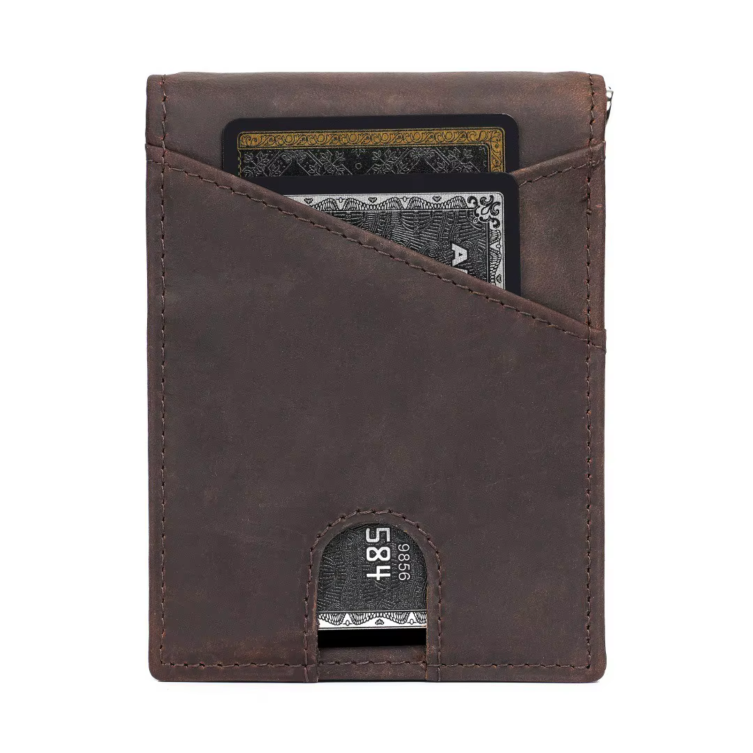 Portefeuille pliable classique en cuir pour hommes – Blocage RFID antivol plusieurs emplacements pour cartes portables