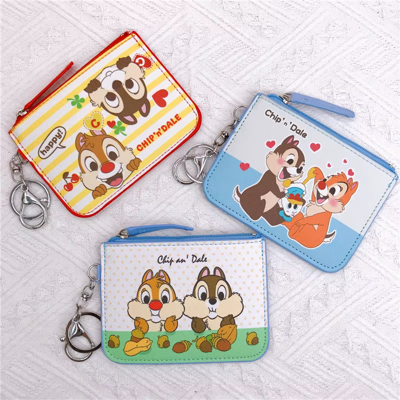 Disney mignon portefeuille femmes Chip 'n' Dale porte-monnaie loisirs fermeture éclair Mickey porte-carte Minnie
