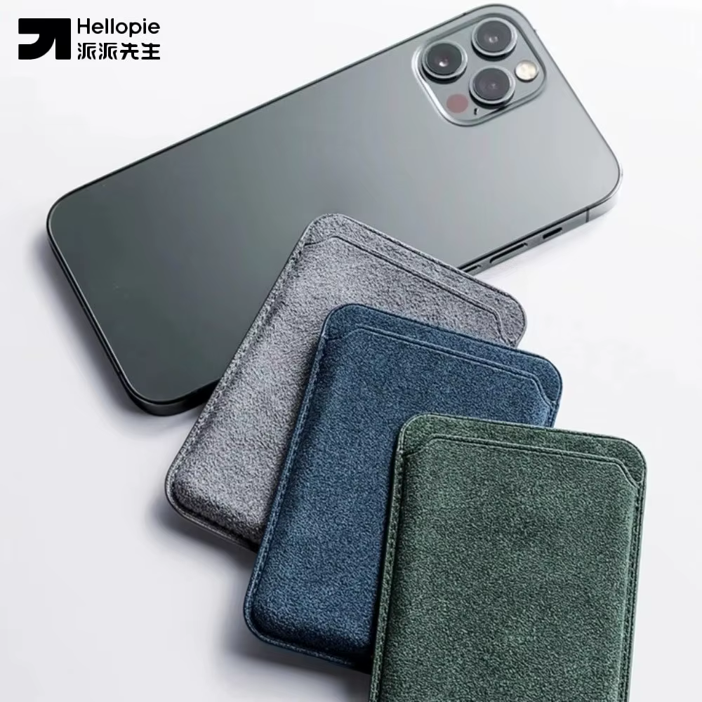 Portefeuille magnétique Hellopie pour MagSafe minimaliste pour iPhone 17 16 15 14 13 12 Pro Max Italie Cuir Alcantara Business haut de gamme