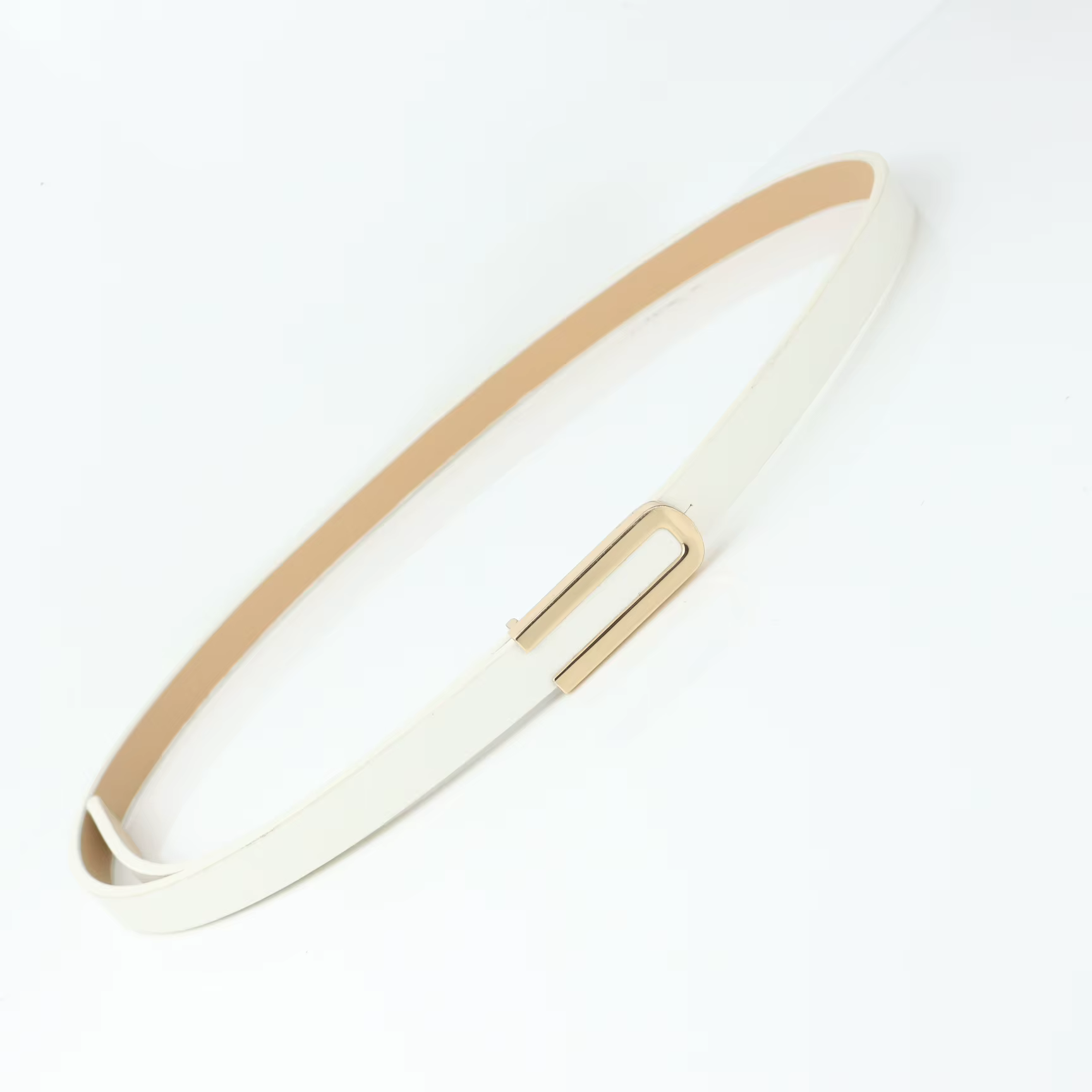 Ceinture fine en cuir noir pour femmes