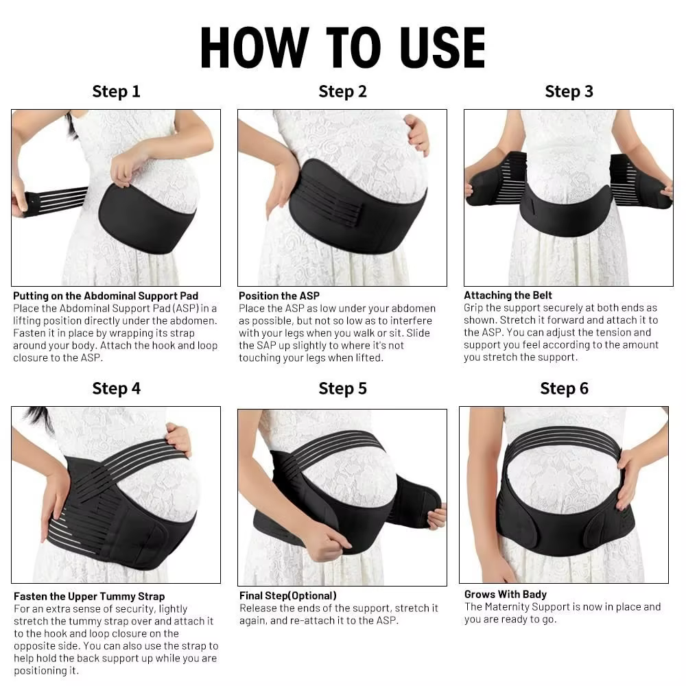 Ceinture de Soutien Ventral de Maternité Ajustable et Respirante, Bande Élastique Pré-natale pour le Soutien Abdominal de Grossesse