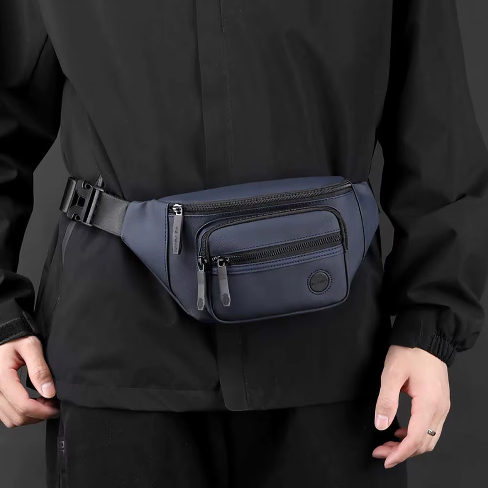 Hommes taille ceinture sac Fanny Pack multi-poches moto cavalier Sports de plein air escalade décontracté en Nylon mâle fronde poitrine Bum hanche sacs