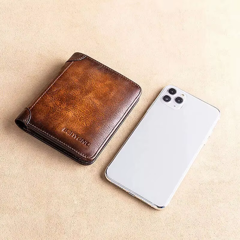 Portefeuille en cuir véritable pour hommes
